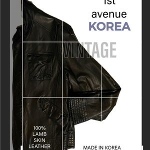 1st Avenue Korean Black Retro Leather Jacket 100% Lamb Skin VINTAGE ITEM